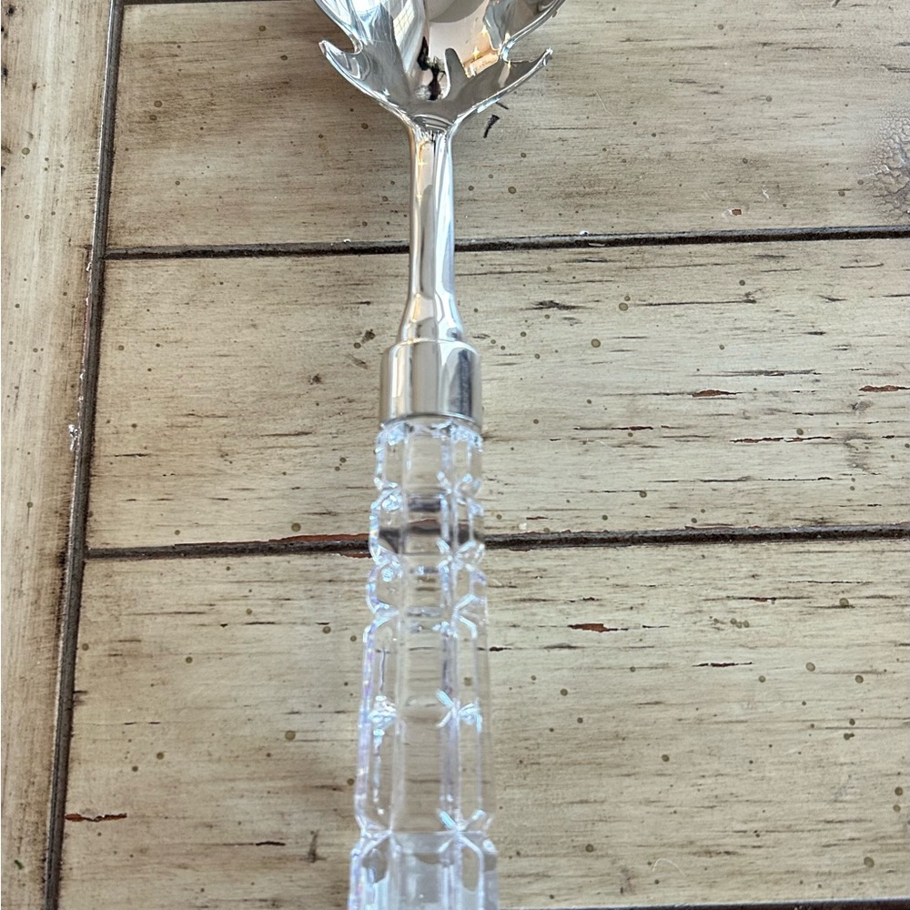 NEW Shannon Crystal by Godinger Pasta Server Silver Plated Lead Crystal Handle